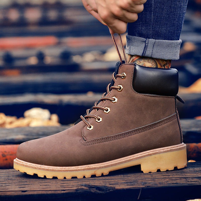 Fashionable high top Martin boots for men casual Baotou workwear shoes autumn and winter men's boots - Outdoors & Sports Tinker Time