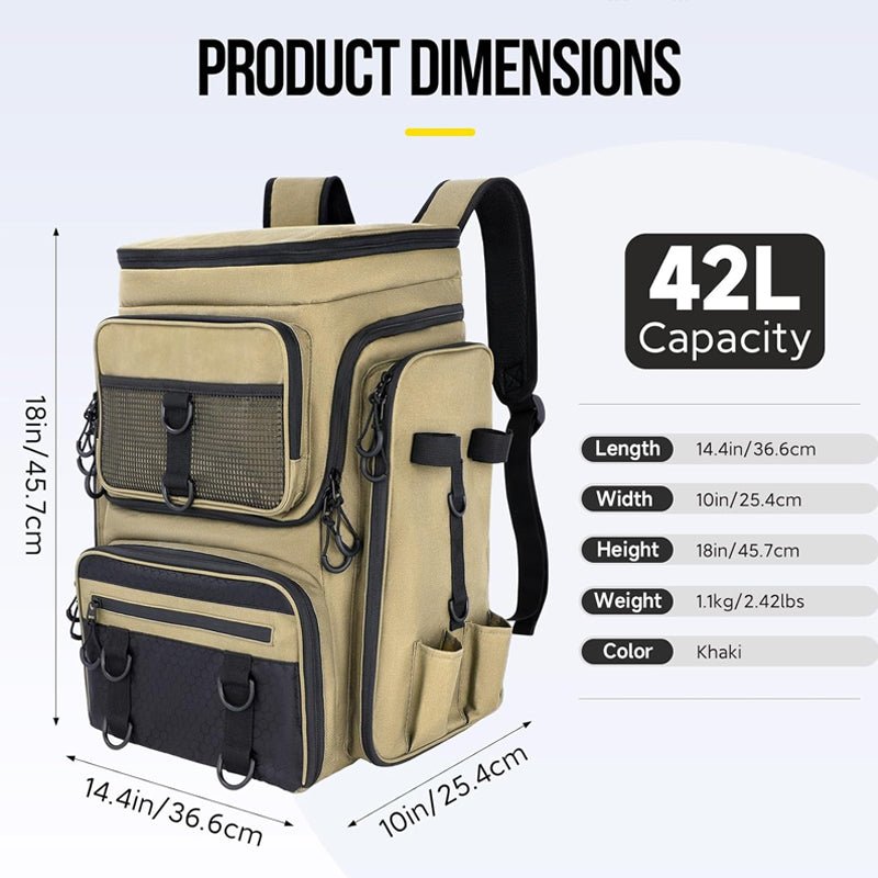 Fishing Backpack with Rod Holder, Tackle Organizer Box & Hiking Storage - Outdoors & Sports Tinker Time