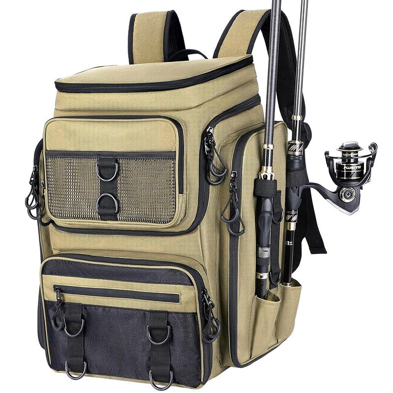 Fishing Backpack with Rod Holder, Tackle Organizer Box & Hiking Storage - Outdoors & Sports Tinker Time