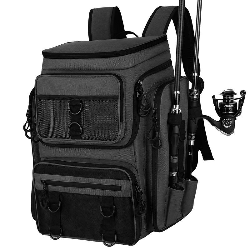 Fishing Backpack with Rod Holder, Tackle Organizer Box & Hiking Storage - Outdoors & Sports Tinker Time