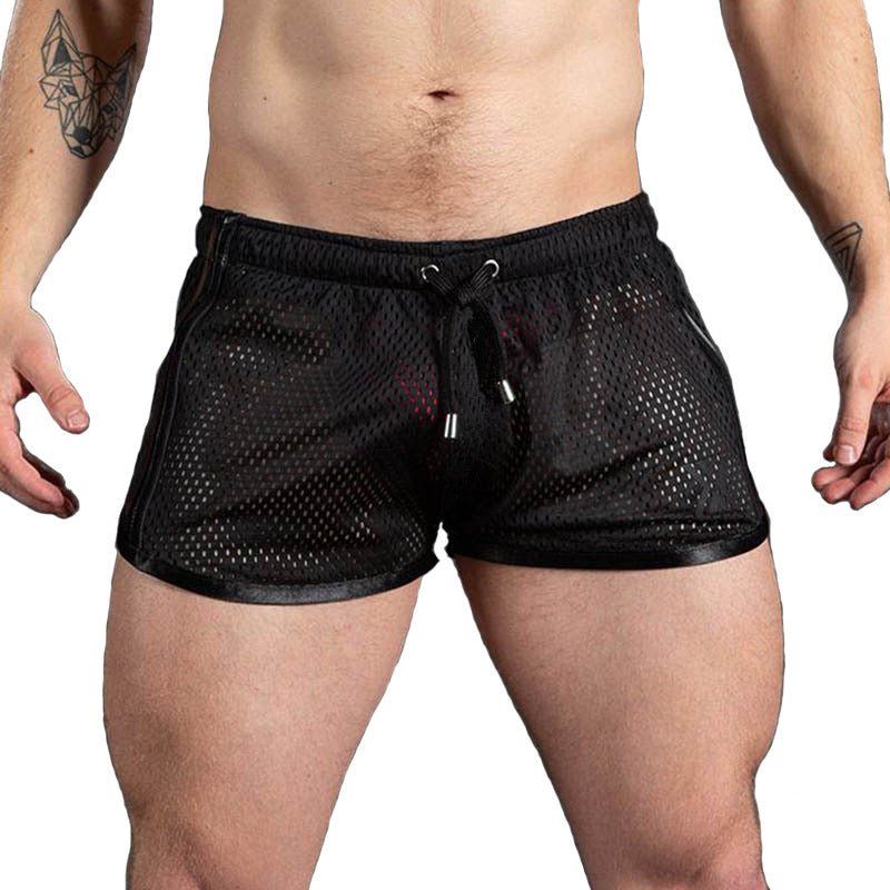 Fitness Fashion Mesh Muscle Training Shorts Men Quick-Dry Breathable Lightweight 3/4 Pants Beach Summer Style - Outdoors & Sports Tinker Time
