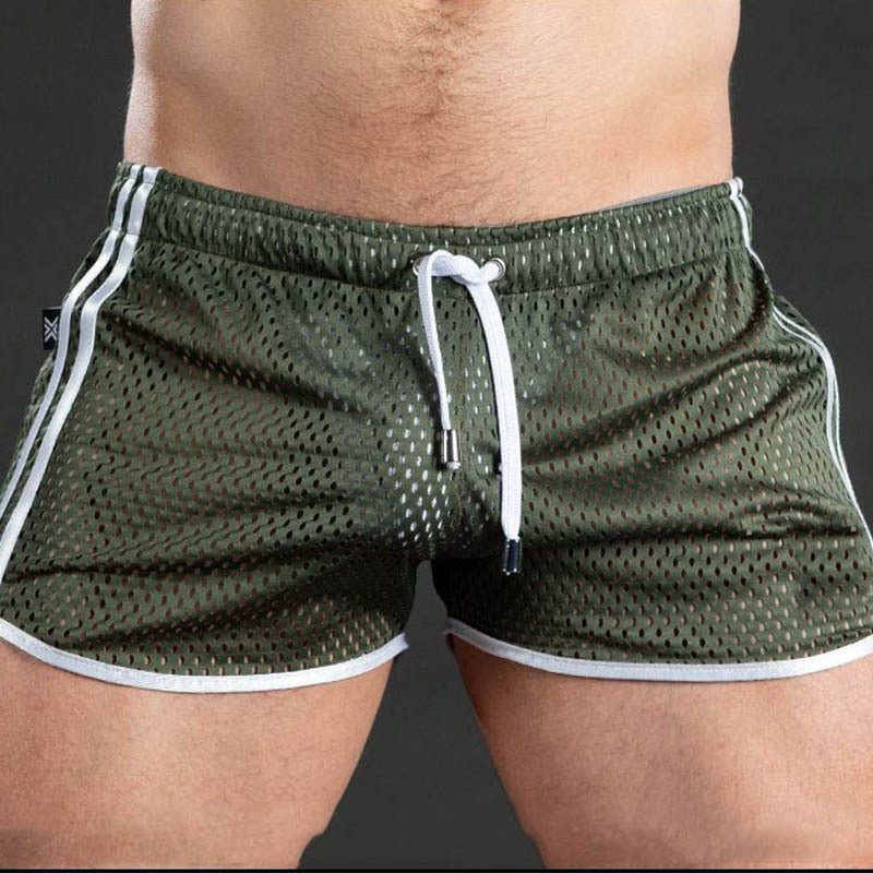 Fitness Fashion Mesh Muscle Training Shorts Men Quick-Dry Breathable Lightweight 3/4 Pants Beach Summer Style - Outdoors & Sports Tinker Time