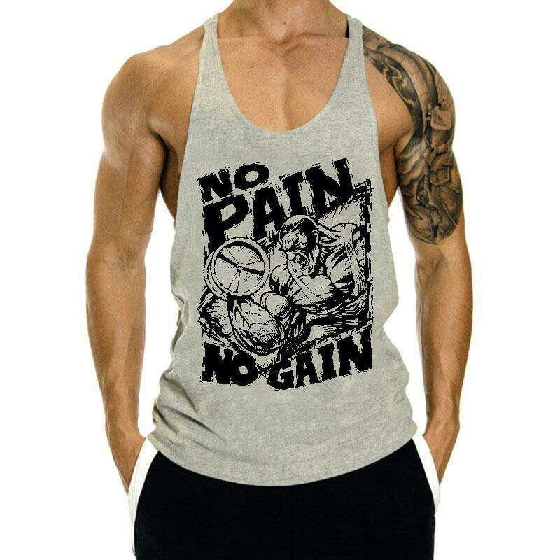 Fitness Tank op Mens Loose Training Racerback Sleeveless Cotton Basketball Sports Tank Top Bodybuilding Trend - Outdoors & Sports Tinker Time