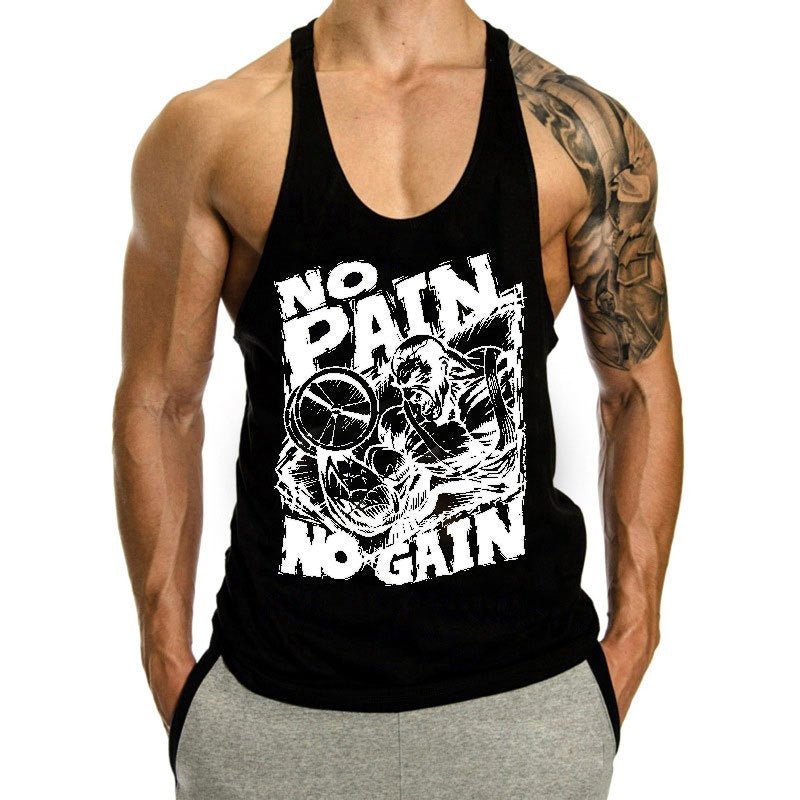 Fitness Tank op Mens Loose Training Racerback Sleeveless Cotton Basketball Sports Tank Top Bodybuilding Trend - Outdoors & Sports Tinker Time