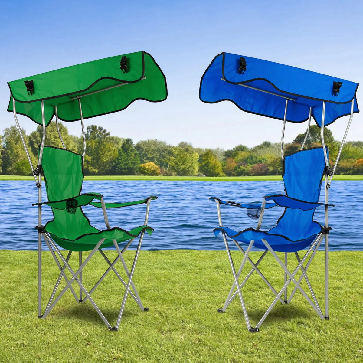 Foldable Beach Canopy Chair Sun Protection Camping Lawn Canopy Chair - Outdoors & Sports Tinker Time