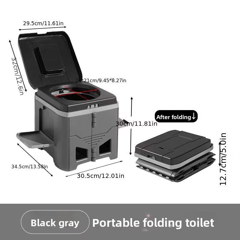 Foldable Portable Toilet for Car & Camping - Emergency Outdoor Stool with Odor-Proof Design, Adult Travel Toilet - Outdoors & Sports Tinker Time