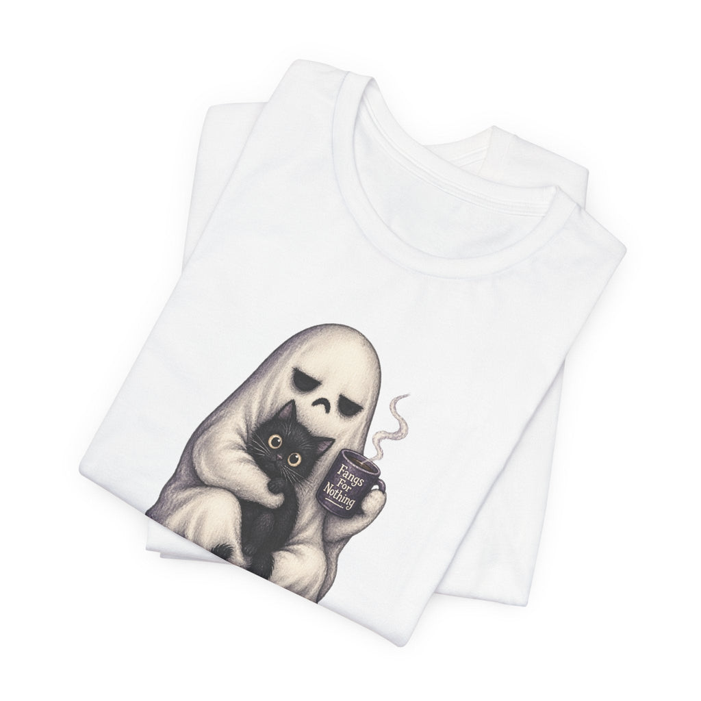 Ghost Cat Fangs For Nothing T-Shirt - Outdoors & Sports Tinker Time