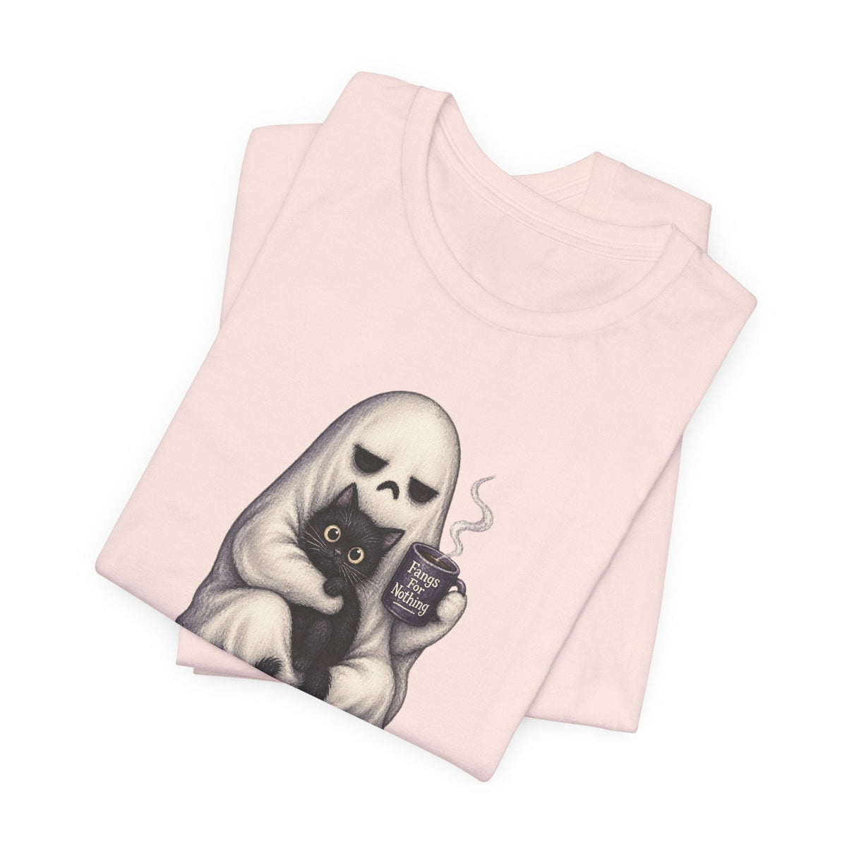 Ghost Cat Fangs For Nothing T-Shirt - Outdoors & Sports Tinker Time