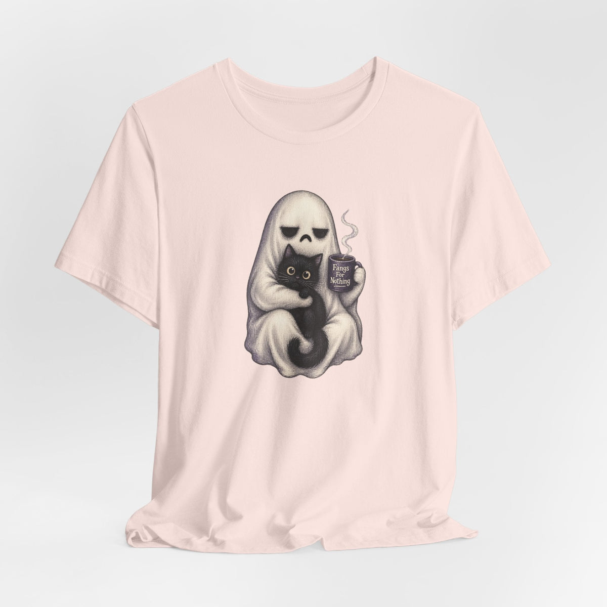 Ghost Cat Fangs For Nothing T-Shirt - Outdoors & Sports Tinker Time