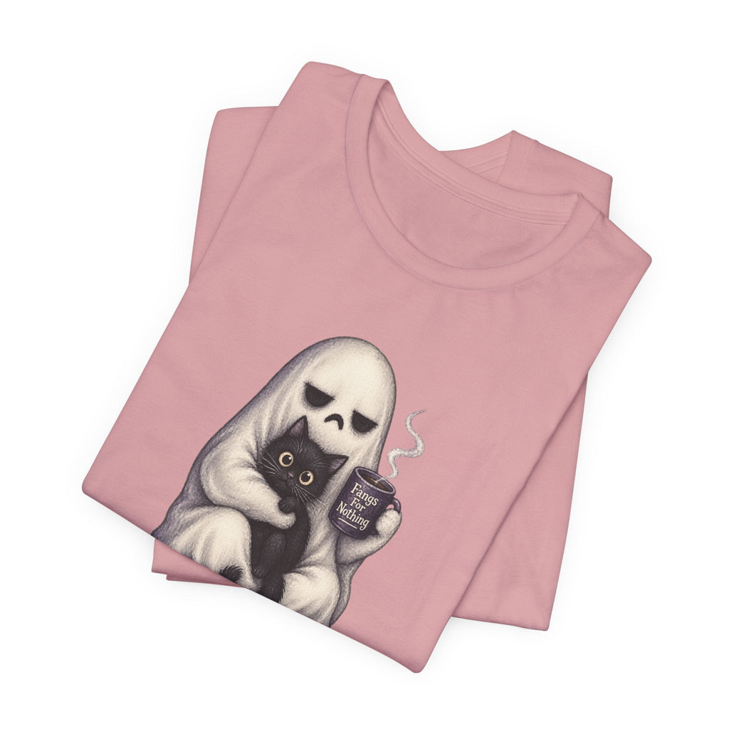 Ghost Cat Fangs For Nothing T-Shirt - Outdoors & Sports Tinker Time