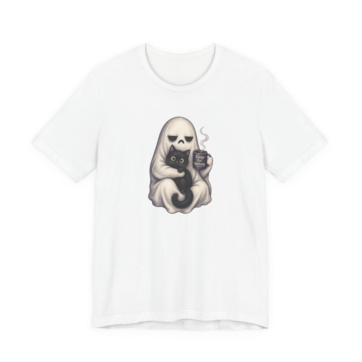 Ghost Cat Fangs For Nothing T-Shirt - Outdoors & Sports Tinker Time