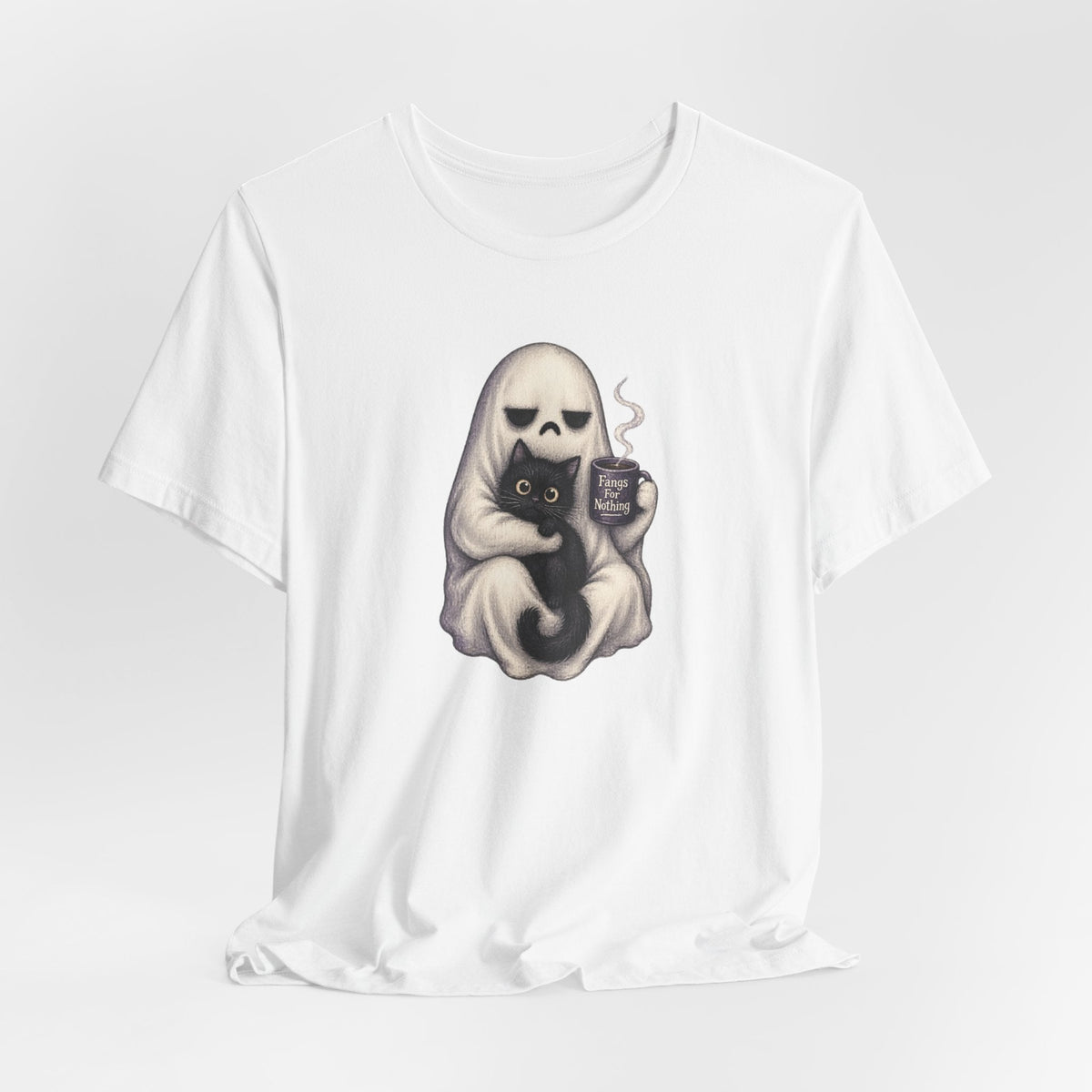 Ghost Cat Fangs For Nothing T-Shirt - Outdoors & Sports Tinker Time