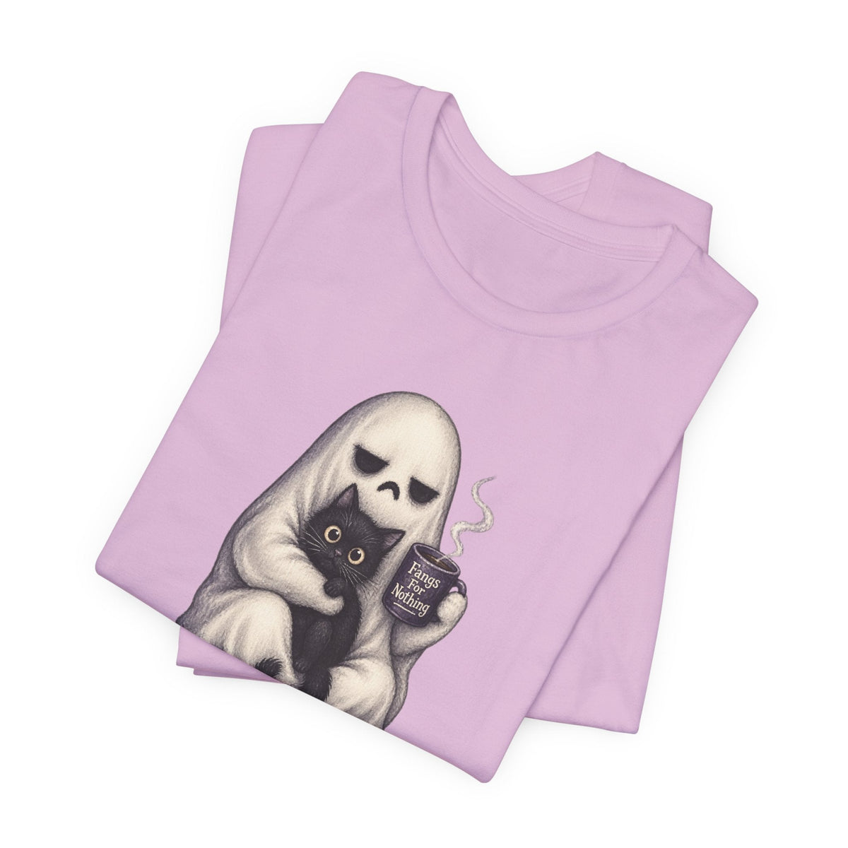 Ghost Cat Fangs For Nothing T-Shirt - Outdoors & Sports Tinker Time