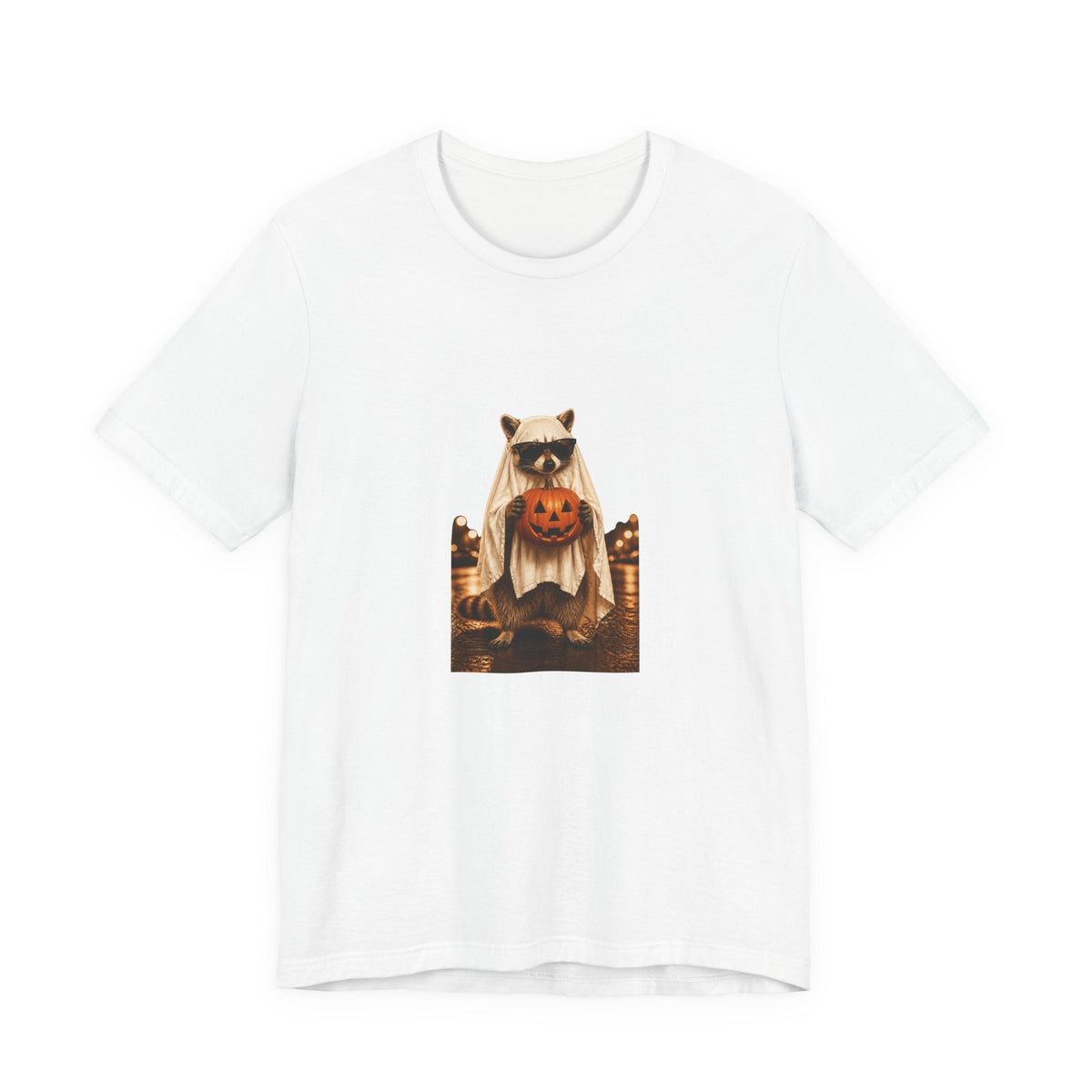 Ghost Raccoon Holding Jack-O'-Lantern T-Shirt - Outdoors & Sports Tinker Time