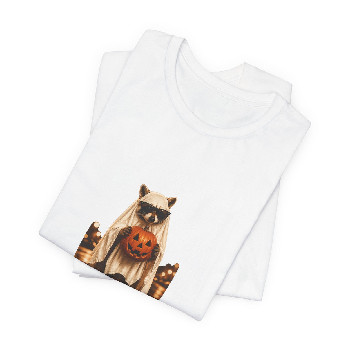 Ghost Raccoon Holding Jack-O'-Lantern T-Shirt - Outdoors & Sports Tinker Time