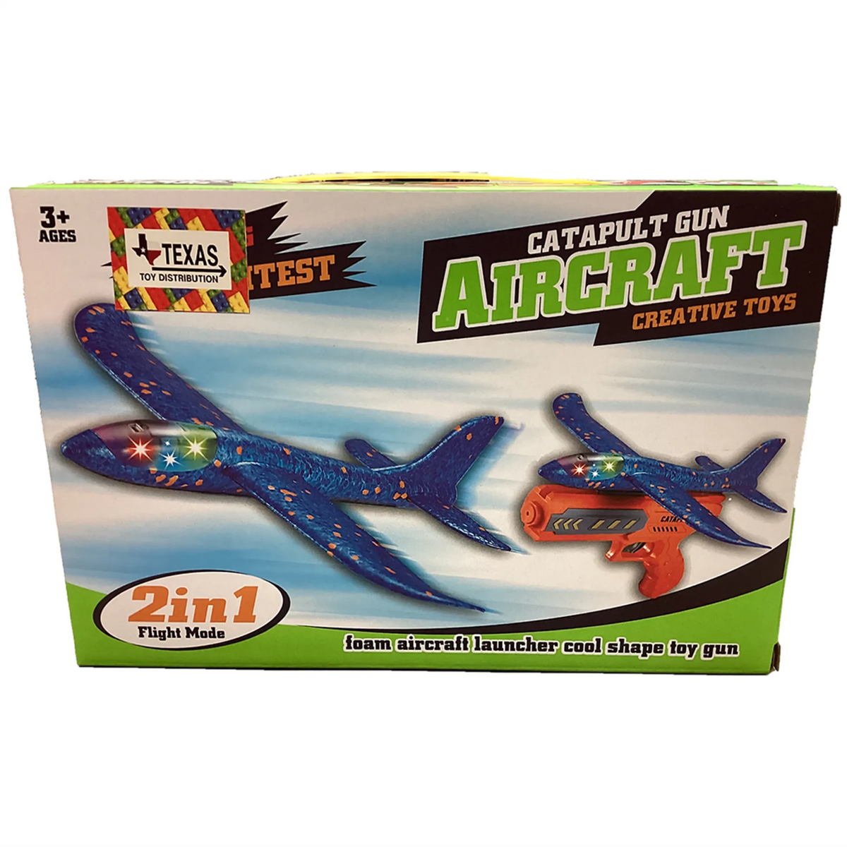 Gliding Foam Airplane with Gun Ejection Launcher, 3 Colors - Outdoors & Sports Tinker Time