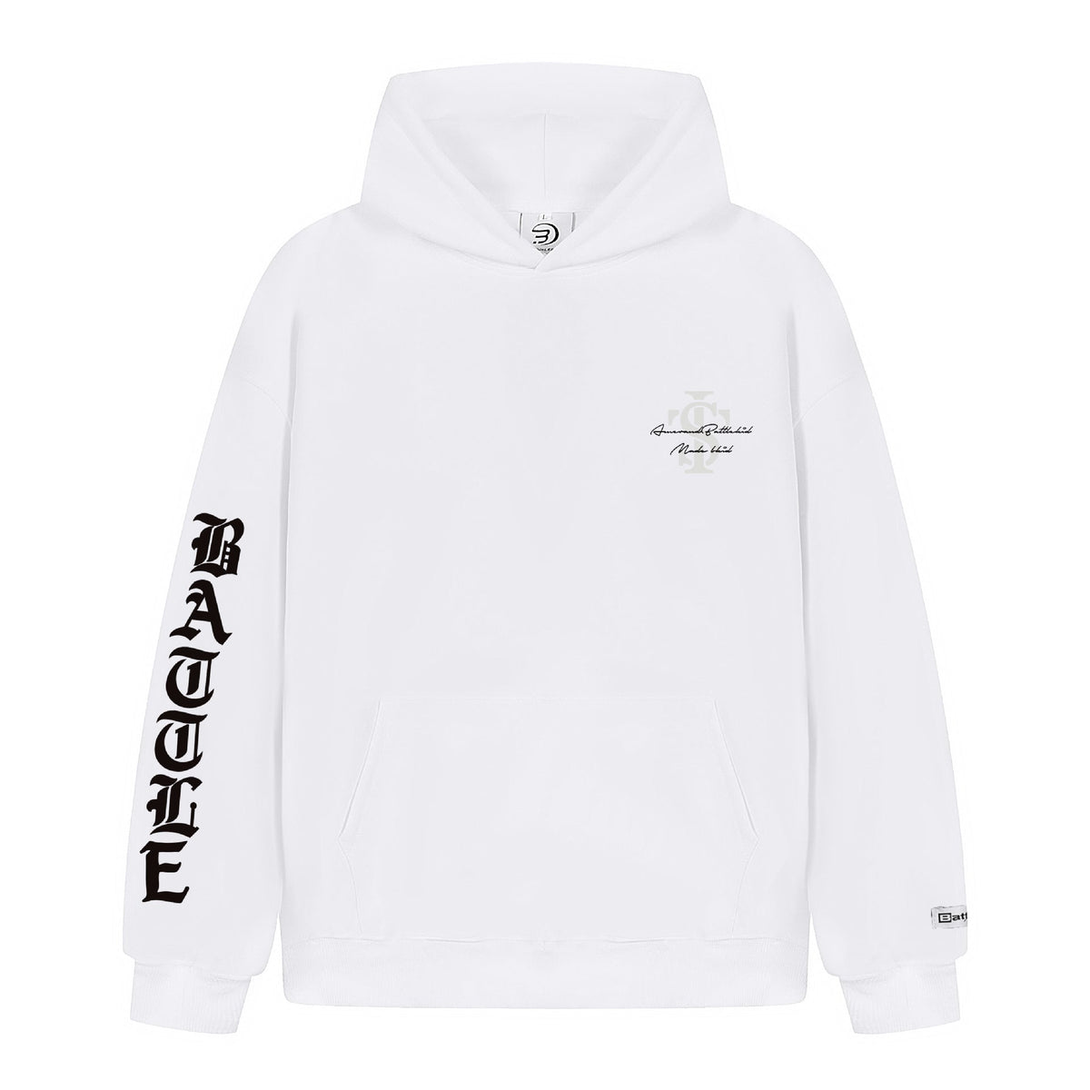 Gothic Letter Embossed Heavyweight Oversized Pullover Hoodie - Outdoors & Sports Tinker Time