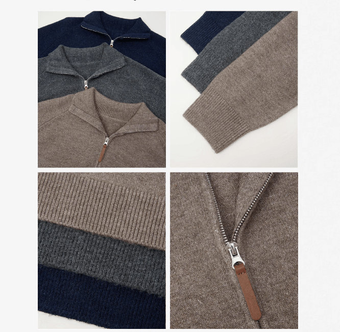 Half zip long sleeved woolen men's clothing - Outdoors & Sports Tinker Time