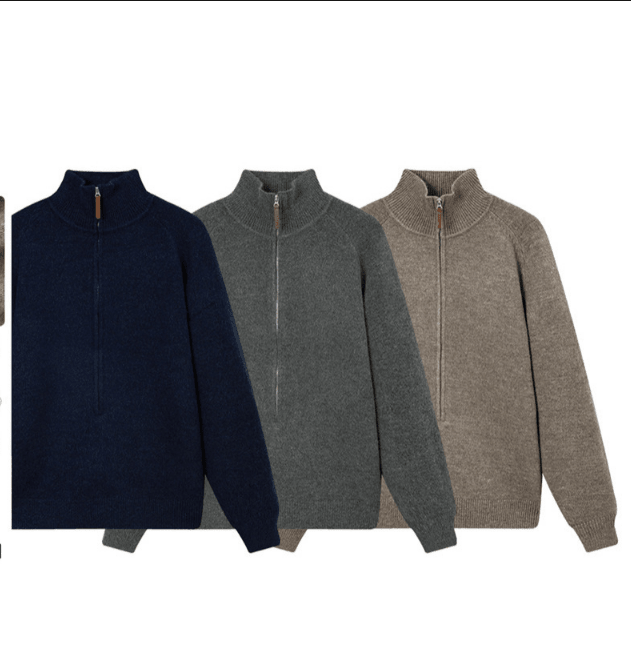 Half zip long sleeved woolen men's clothing - Outdoors & Sports Tinker Time
