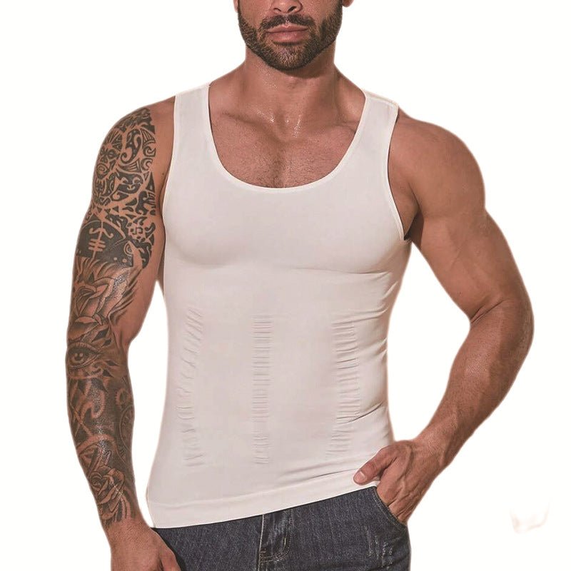 High-Elastic Nylon, Anti-StaticSeamless Men's Shaping Vest for Abdominal Support and Fitness Underwear - Outdoors & Sports Tinker Time
