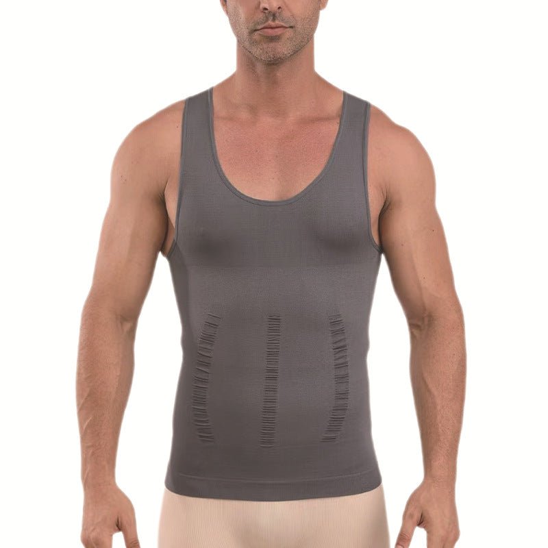 High-Elastic Nylon, Anti-StaticSeamless Men's Shaping Vest for Abdominal Support and Fitness Underwear - Outdoors & Sports Tinker Time