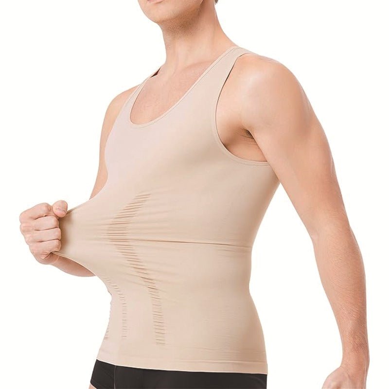 High-Elastic Nylon, Anti-StaticSeamless Men's Shaping Vest for Abdominal Support and Fitness Underwear - Outdoors & Sports Tinker Time