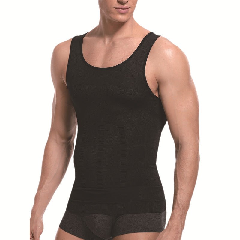 High-Elastic Nylon, Anti-StaticSeamless Men's Shaping Vest for Abdominal Support and Fitness Underwear - Outdoors & Sports Tinker Time