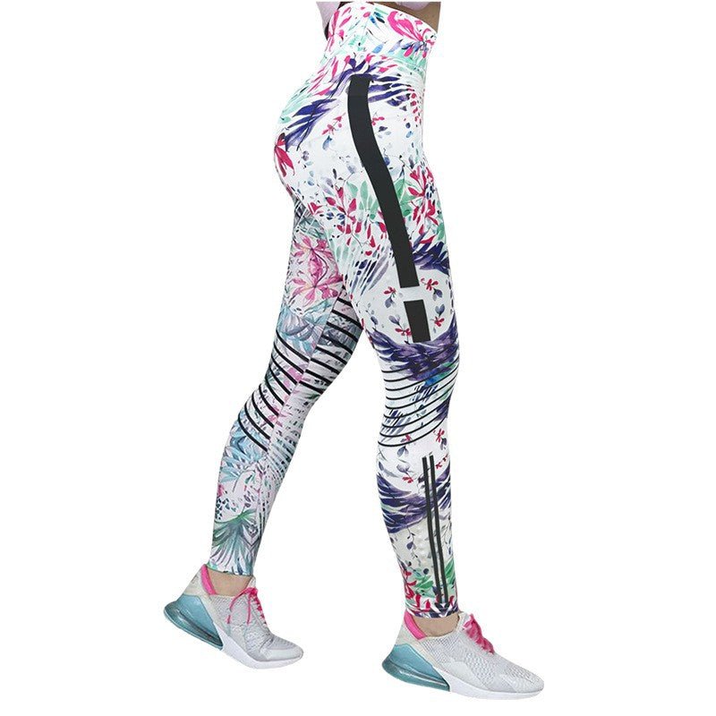 High Elastic Printed Yoga Pants for Women, High Waist, Tummy Control, Fitted Leggings, Gym Workout Bottoms - Outdoors & Sports Tinker Time