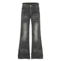 High Waist Denim Flare Jeans with Leopard Patchwork - Outdoors & Sports Tinker Time