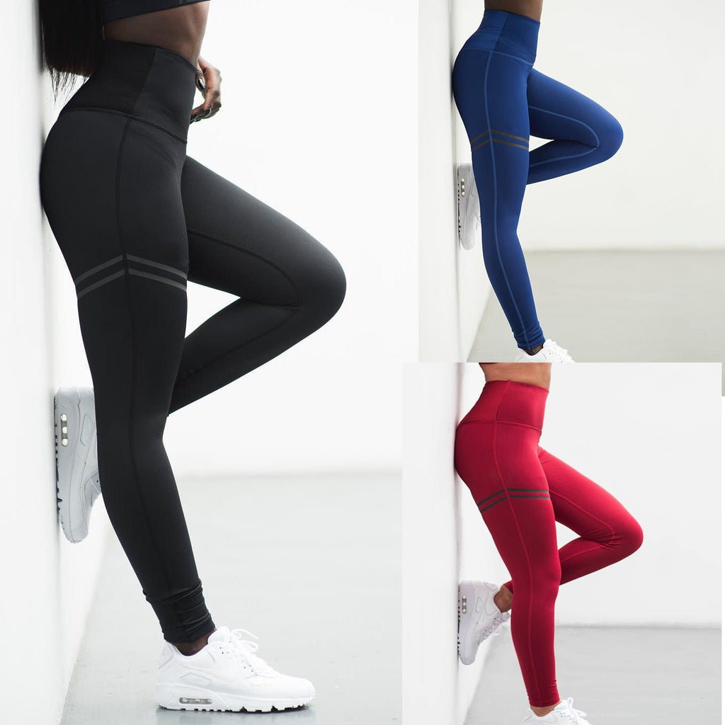 High-Waisted Double Ring Flat Printing Yoga Pants Slim Fit Women's Leggings - Outdoors & Sports Tinker Time
