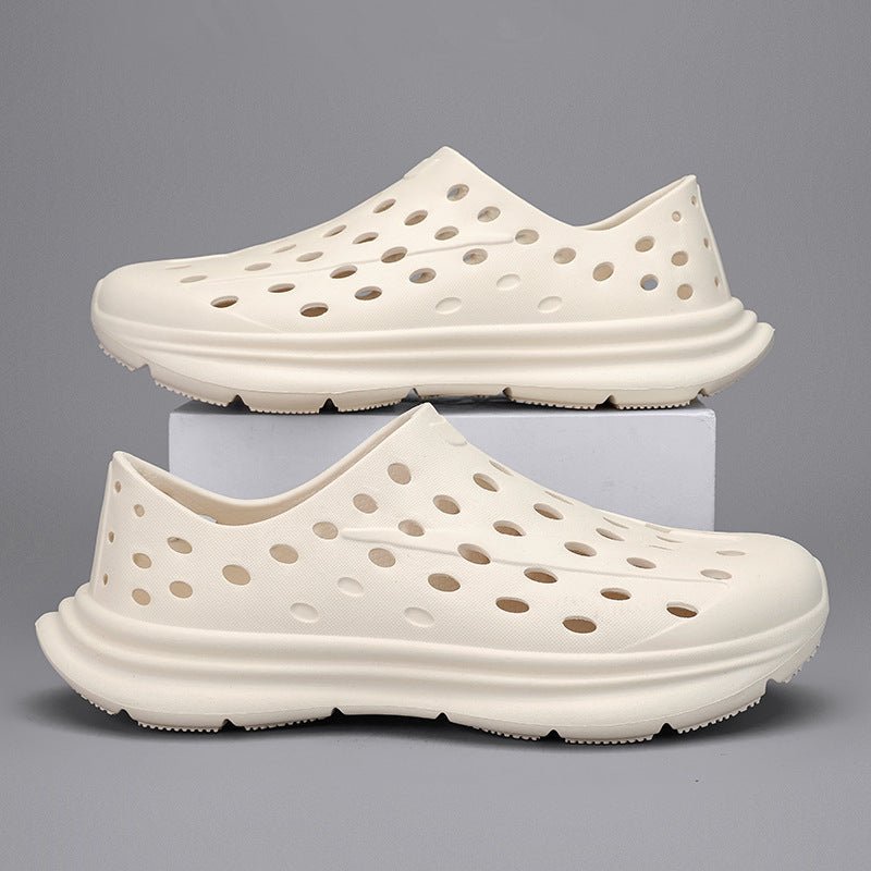 Hollow hole shoes for men one foot sandals fashionable and casual soft soled toe wrapped beach shoes - Outdoors & Sports Tinker Time