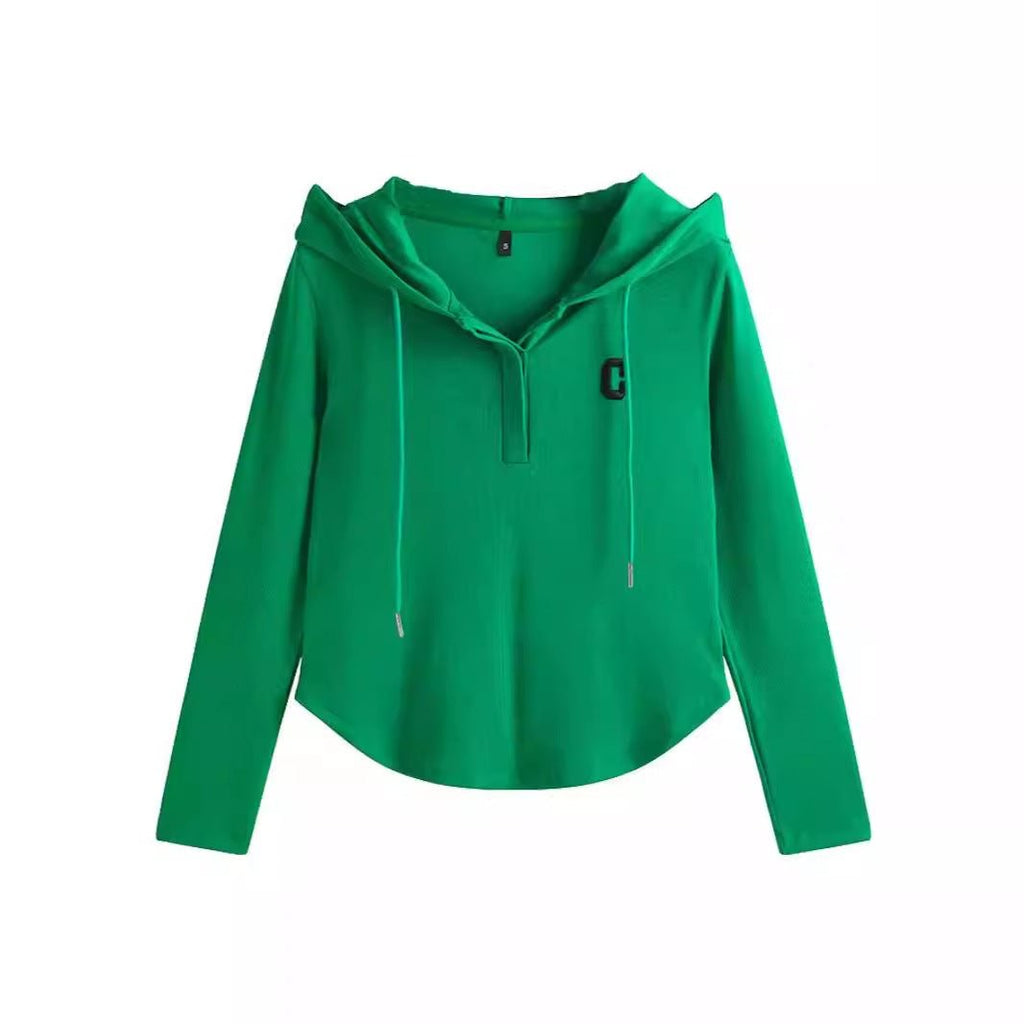 Hooded embroidered slim fit top - Outdoors & Sports Tinker Time