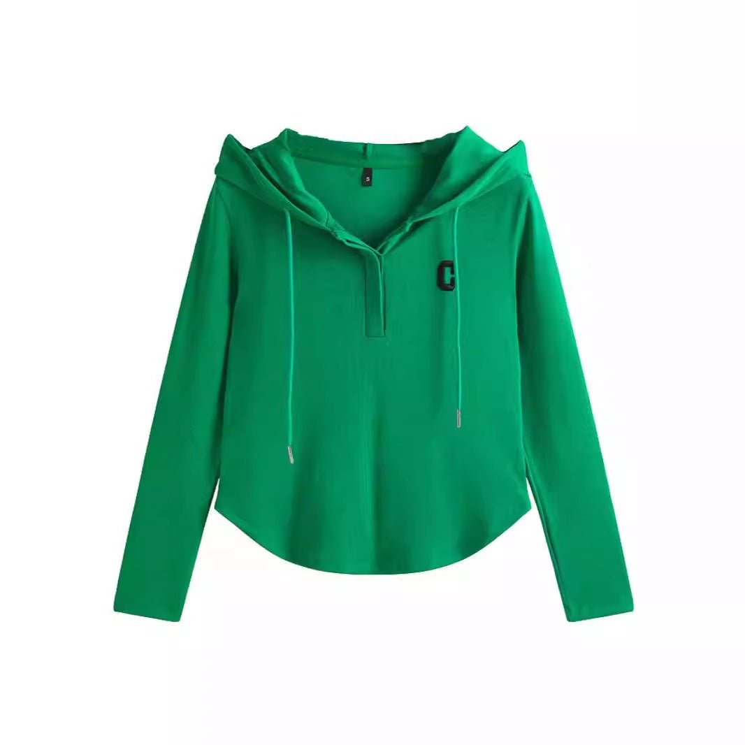 Hooded embroidered slim fit top - Outdoors & Sports Tinker Time