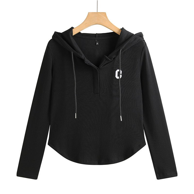 Hooded embroidered slim fit top - Outdoors & Sports Tinker Time