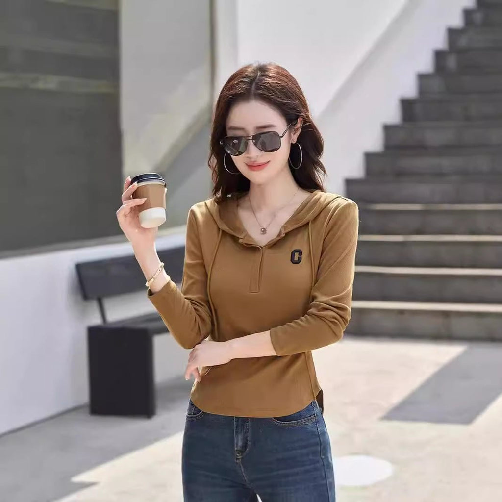 Hooded embroidered slim fit top - Outdoors & Sports Tinker Time