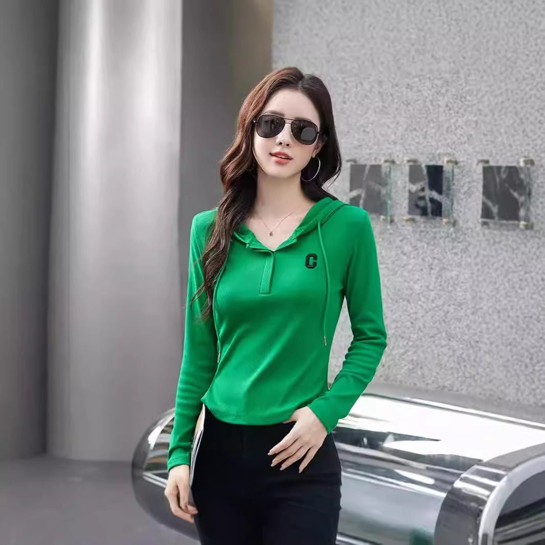 Hooded embroidered slim fit top - Outdoors & Sports Tinker Time