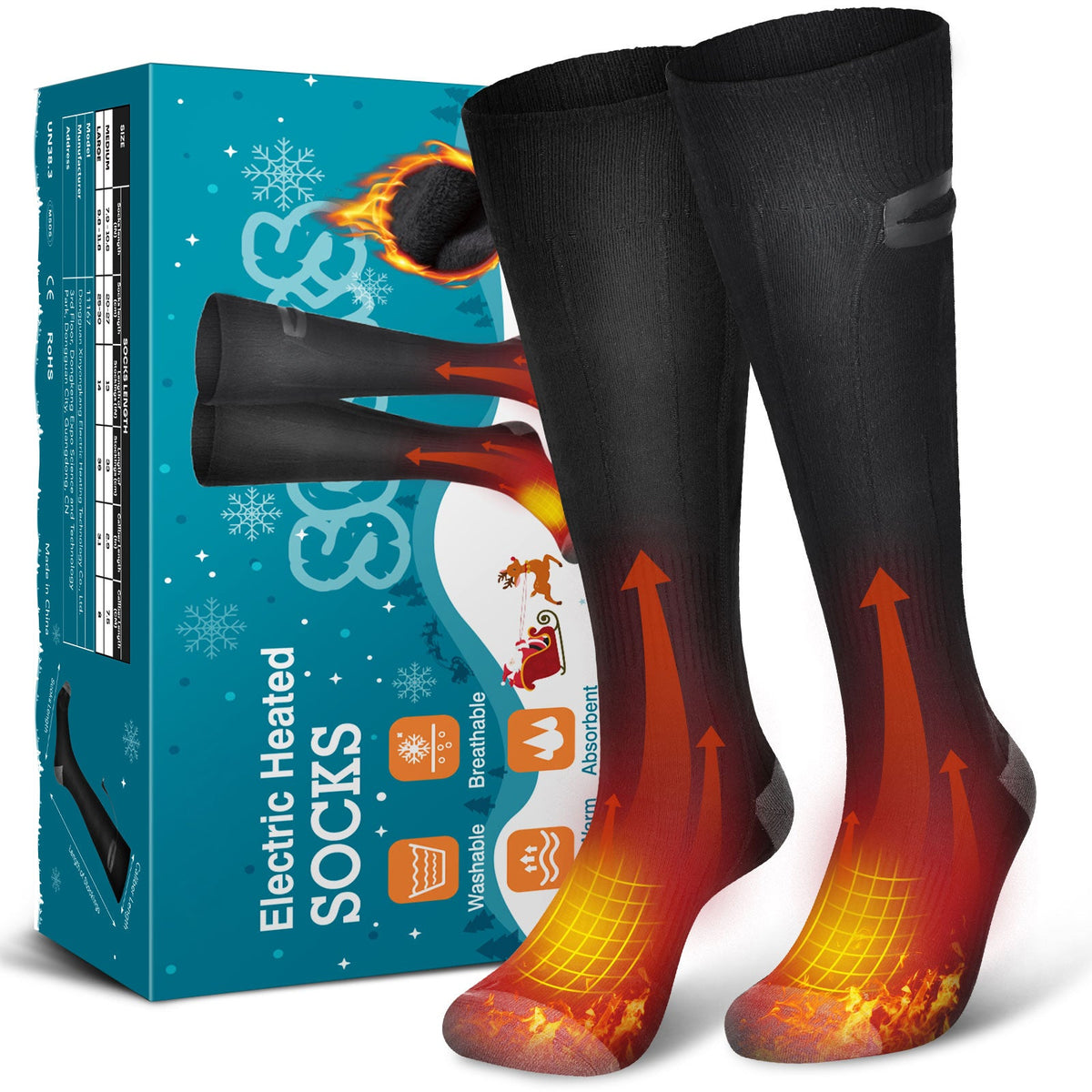 Hot socks with 3-speed electric heating, USB for men and women's foot warmers, winter electric heating and warm socks - Outdoors & Sports Tinker Time