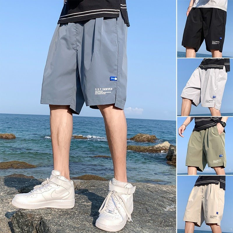 Ice Silk Shorts Mens Summer Thin Outwear Quick Drying Casual Pants Mens Five Point Trend Beach Basketball Sports Pants - Outdoors & Sports Tinker Time