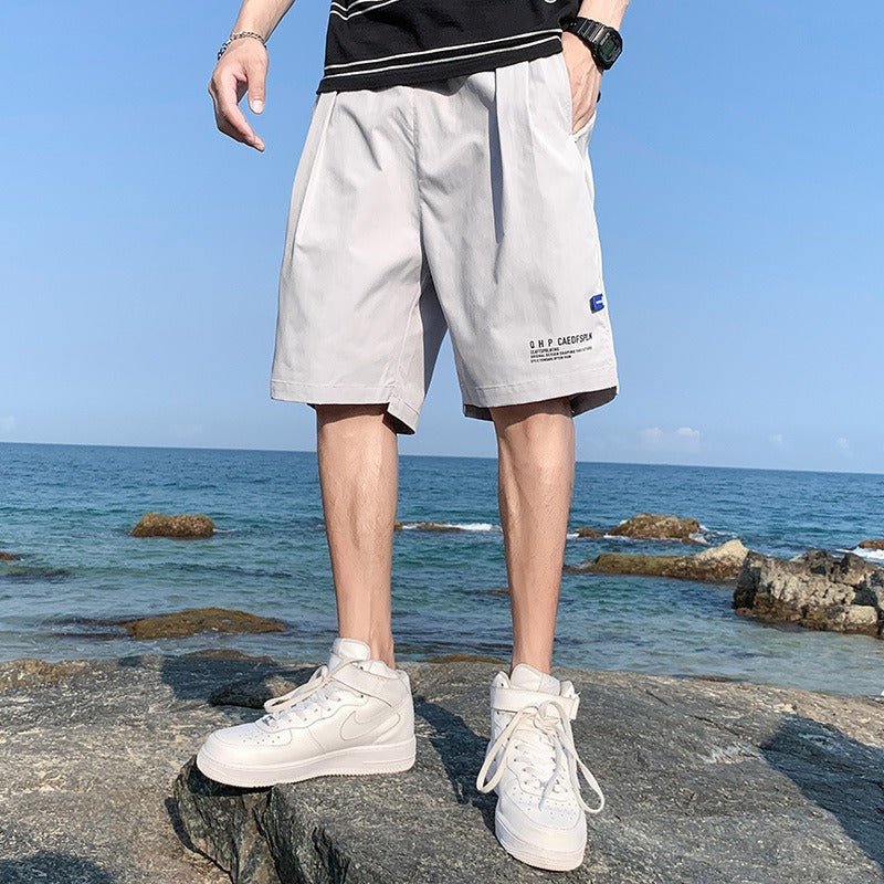 Ice Silk Shorts Mens Summer Thin Outwear Quick Drying Casual Pants Mens Five Point Trend Beach Basketball Sports Pants - Outdoors & Sports Tinker Time