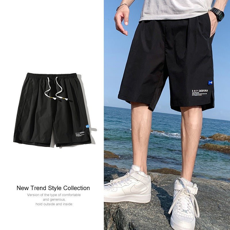 Ice Silk Shorts Mens Summer Thin Outwear Quick Drying Casual Pants Mens Five Point Trend Beach Basketball Sports Pants - Outdoors & Sports Tinker Time