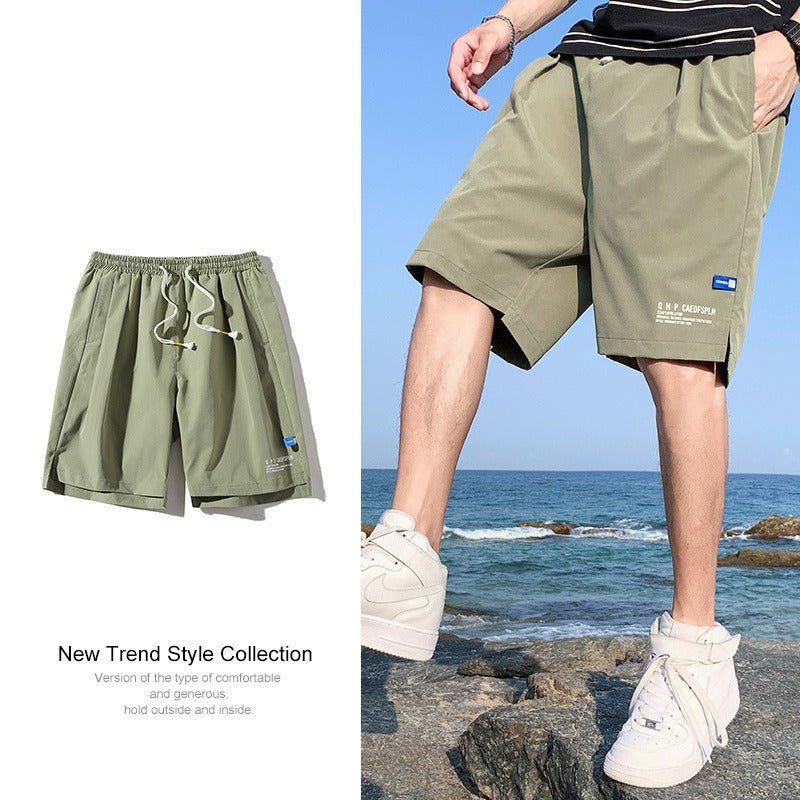 Ice Silk Shorts Mens Summer Thin Outwear Quick Drying Casual Pants Mens Five Point Trend Beach Basketball Sports Pants - Outdoors & Sports Tinker Time