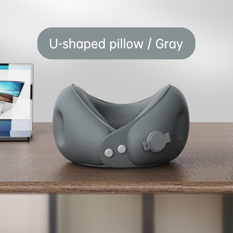 Inflatable U-shaped pillow portable neck pillow neck pillow can be stored airplane travel sleeping U-shaped pillow neck support neck cover - Outdoors & Sports Tinker Time