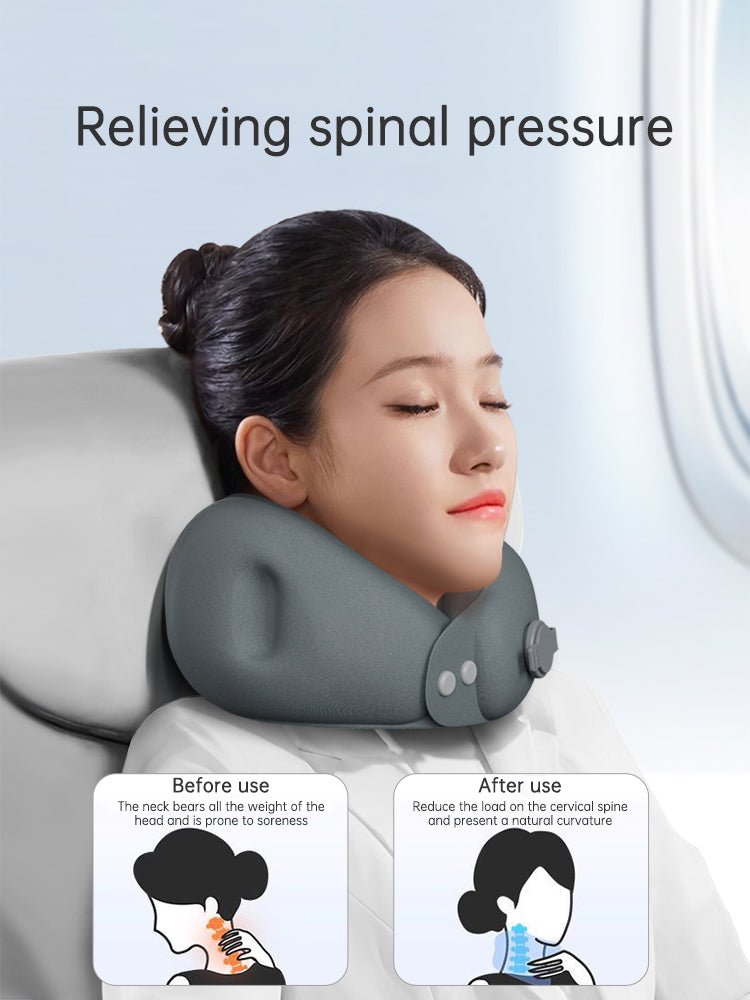 Inflatable U-shaped pillow portable neck pillow neck pillow can be stored airplane travel sleeping U-shaped pillow neck support neck cover - Outdoors & Sports Tinker Time