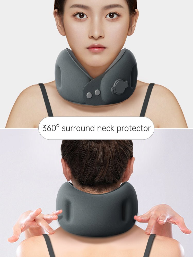 Inflatable U-shaped pillow portable neck pillow neck pillow can be stored airplane travel sleeping U-shaped pillow neck support neck cover - Outdoors & Sports Tinker Time