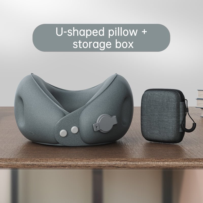 Inflatable U-shaped pillow portable neck pillow neck pillow can be stored airplane travel sleeping U-shaped pillow neck support neck cover - Outdoors & Sports Tinker Time