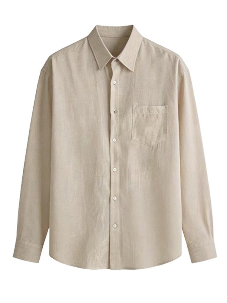 Italian Style Long Sleeve Linen Cotton Blend Business Casual Shirt - Outdoors & Sports Tinker Time