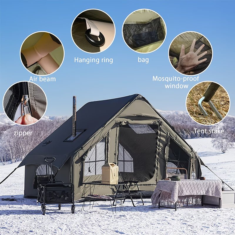Large Inflatable Glamping Tent with Skylight, Breathable Mesh Air Tent for Summer Camping & Backpacking - Outdoors & Sports Tinker Time