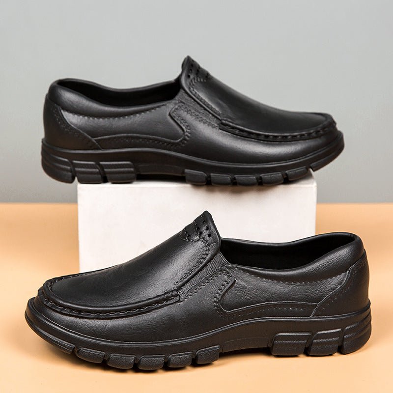 Lightweight Casual Leather Shoes for Men, Oil-Resistant and Slip-Resistant Chef Shoes Slip-On Driving Shoes, Garden Shoes, Fashionable - Outdoors & Sports Tinker Time