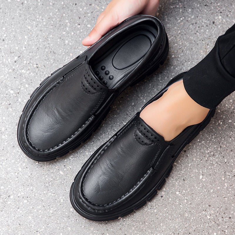 Lightweight Casual Leather Shoes for Men, Oil-Resistant and Slip-Resistant Chef Shoes Slip-On Driving Shoes, Garden Shoes, Fashionable - Outdoors & Sports Tinker Time