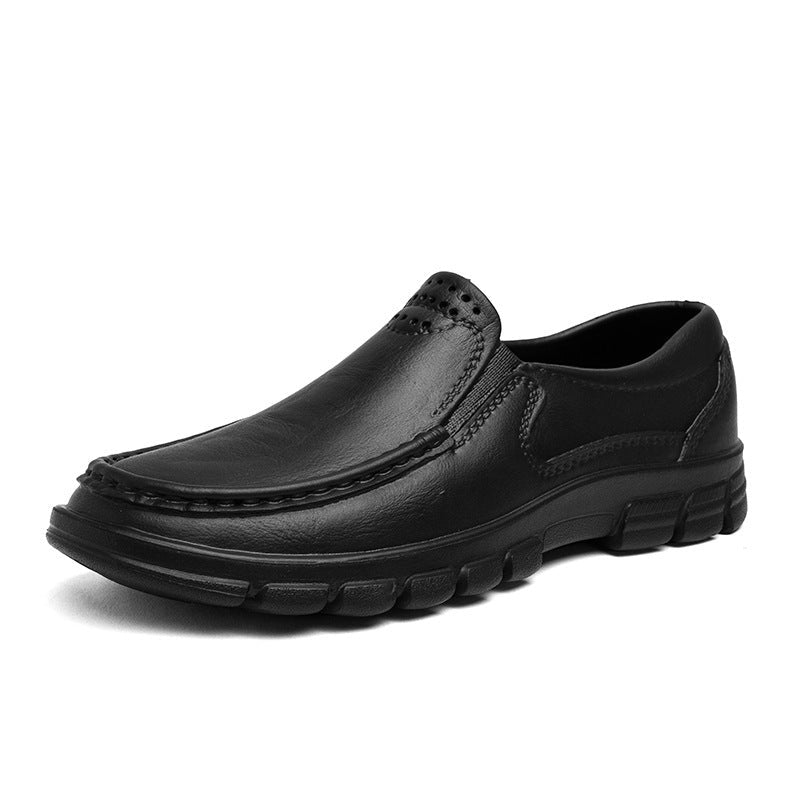 Lightweight Casual Leather Shoes for Men, Oil-Resistant and Slip-Resistant Chef Shoes Slip-On Driving Shoes, Garden Shoes, Fashionable - Outdoors & Sports Tinker Time